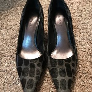 Animal print kitten heels